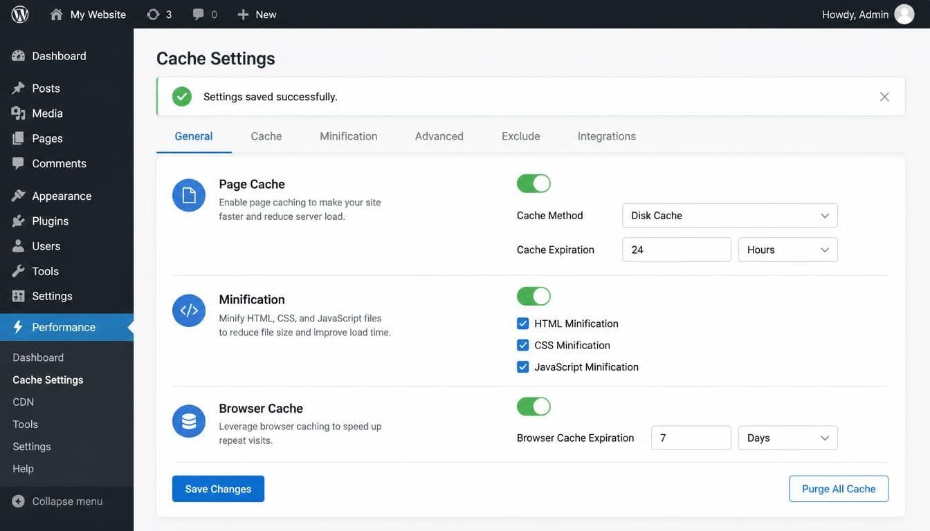 WordPress Speed Optimization on Shared Hosting: Step-by-Step Guide 2 WordPress caching plugin settings for shared hosting